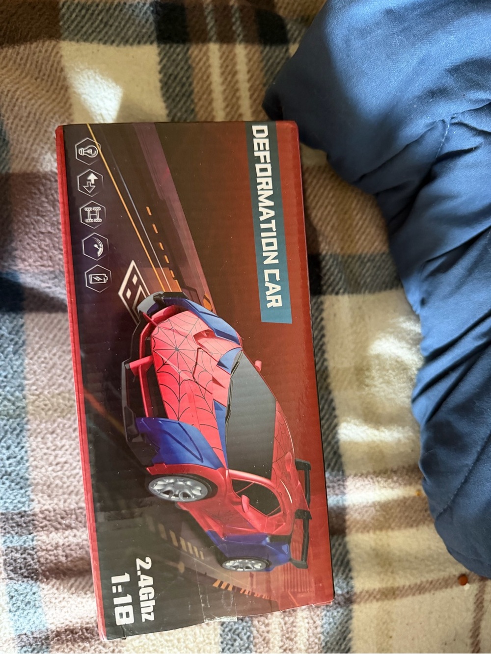 Source Unknown Red and Blue Spiderweb Sports Car Toy